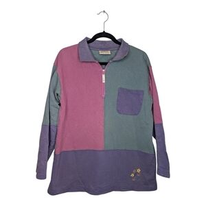 Northern Reflections Small Colorblock Half Zip Pullover Cotton Vintage